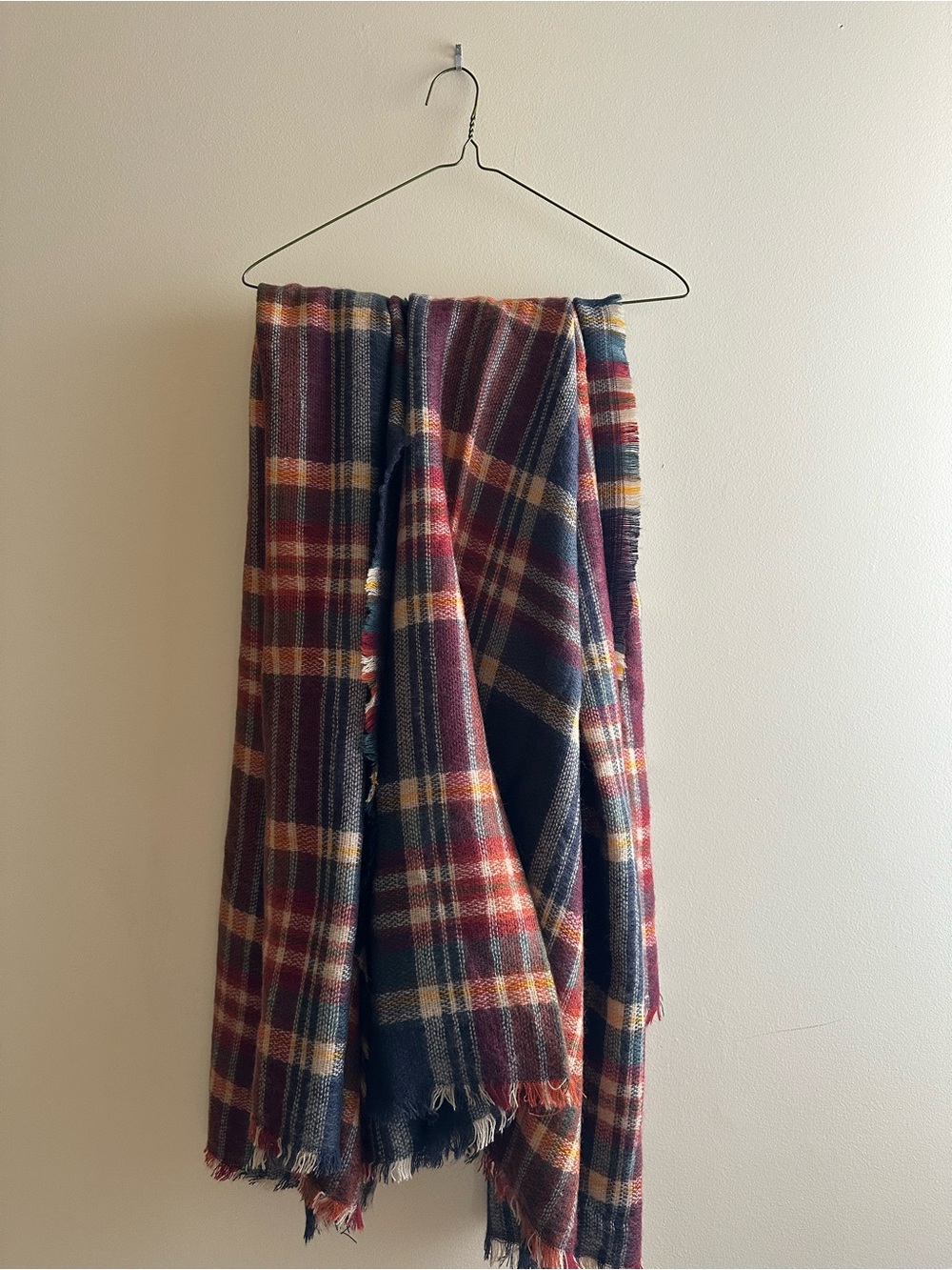 Apt. 9 Plaid Fringe Wrap Scarf in Burgundy, Navy, Mustard